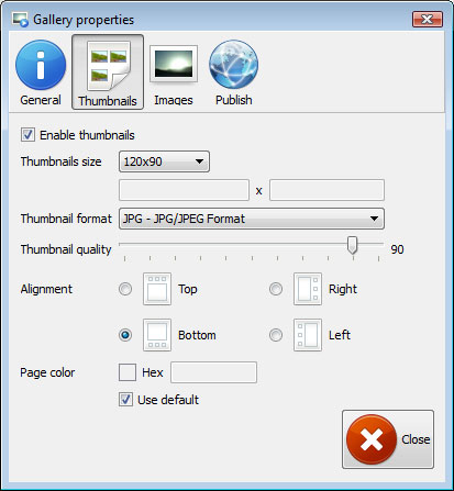 Properties window : Flash Fading Component