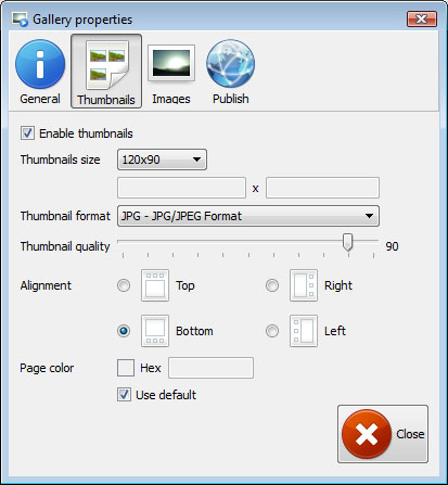 Properties window : Flash Slideshow Maker Professional Download